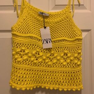 ZARA Yellow Crochet Tank Top